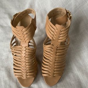 Stuart Weitzman Leather Cage Platform Sandal